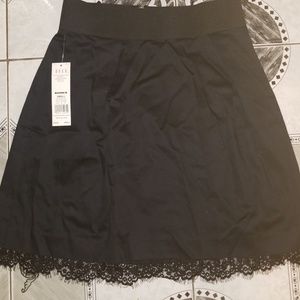 ELLE Black Tie Peep Lace Stretch Skirt NEW
